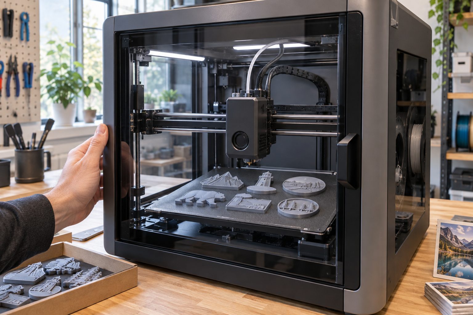 KI-Visualisierung: 3D-Druck eines Magnetkörpers, Detailaufnahme
