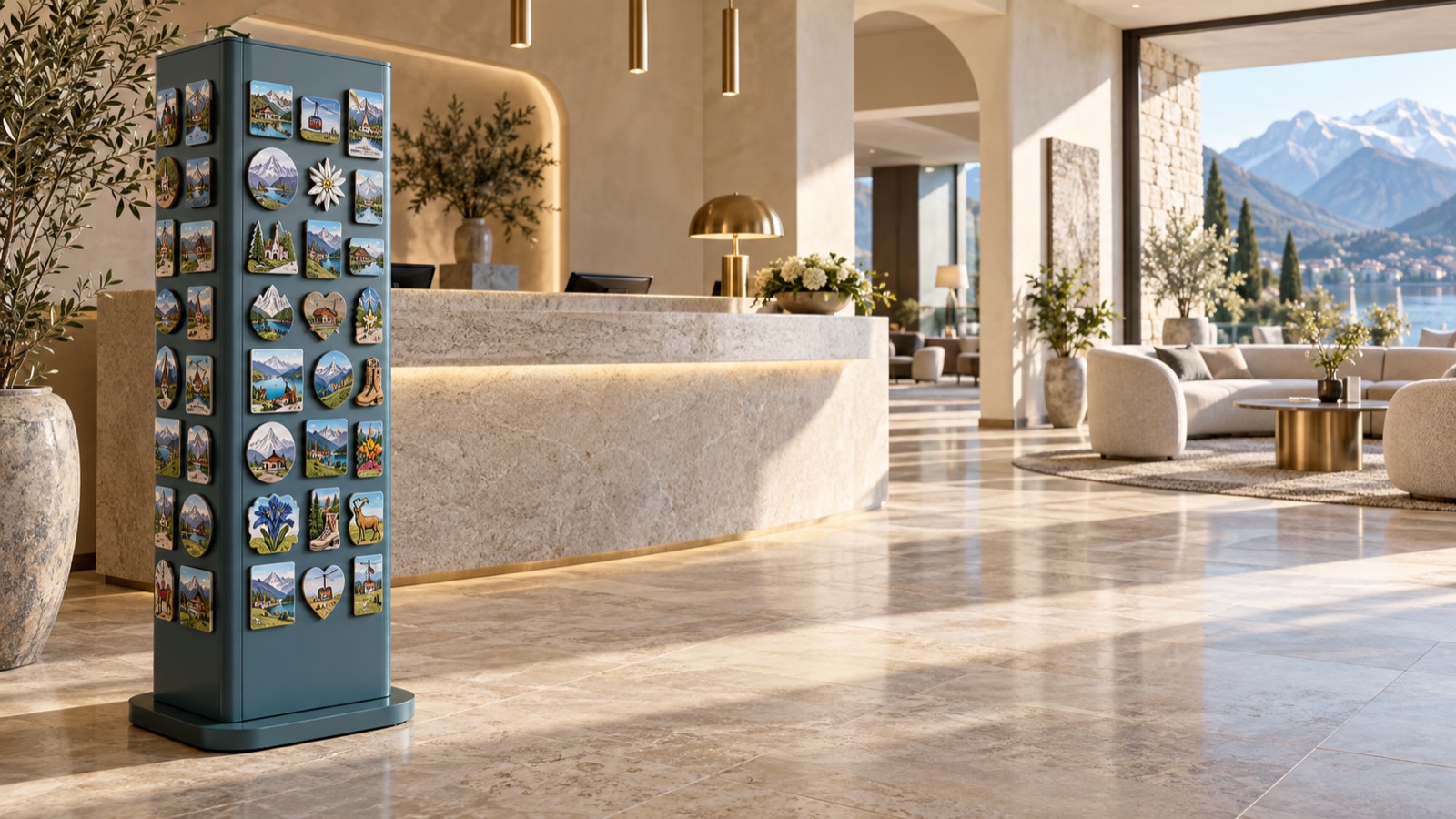 Konzeptbild: Hotellobby mit Magnetpräsentation