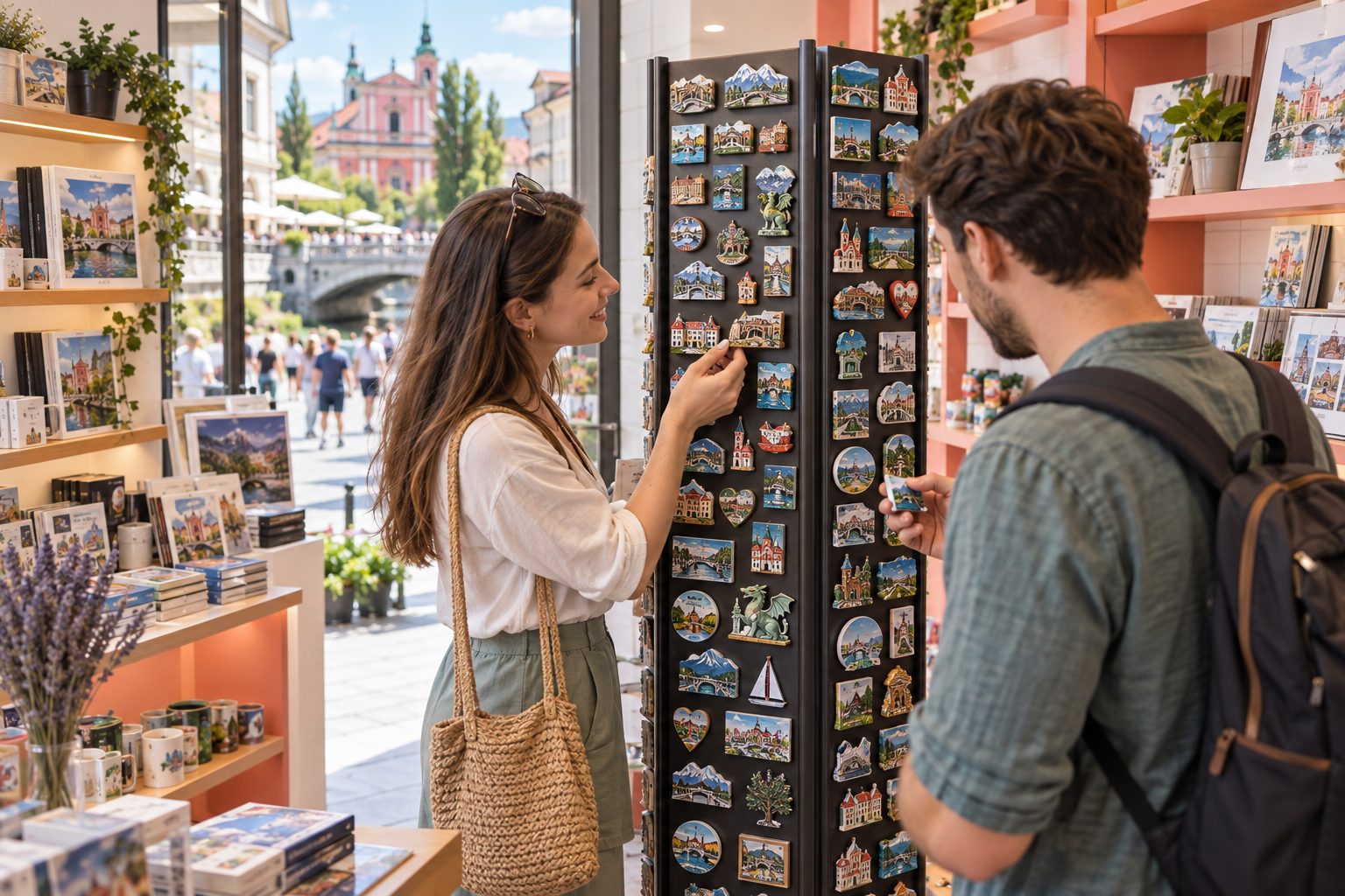 KI-Visualisierung: Boutique in Ljubljana mit kuratiertem Magnetsortiment